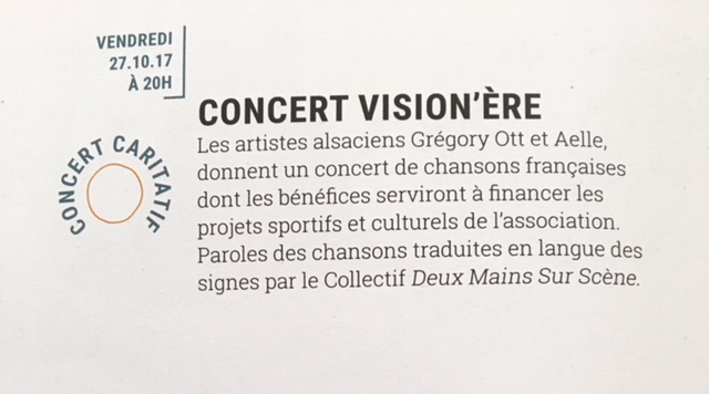 Article pour la promotion du concert d'Aelle et Grégory Ott au théâtre de la Sinne le 27 octobre 2017
