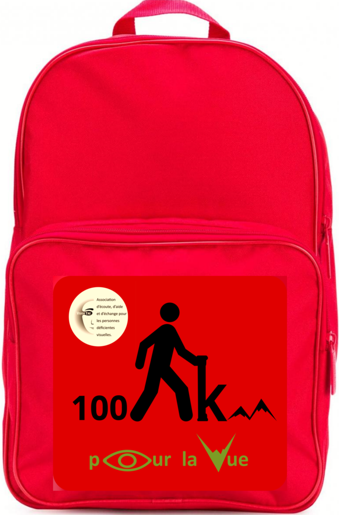 un sac à dos rouge avec le logo des 100 km pour la vue