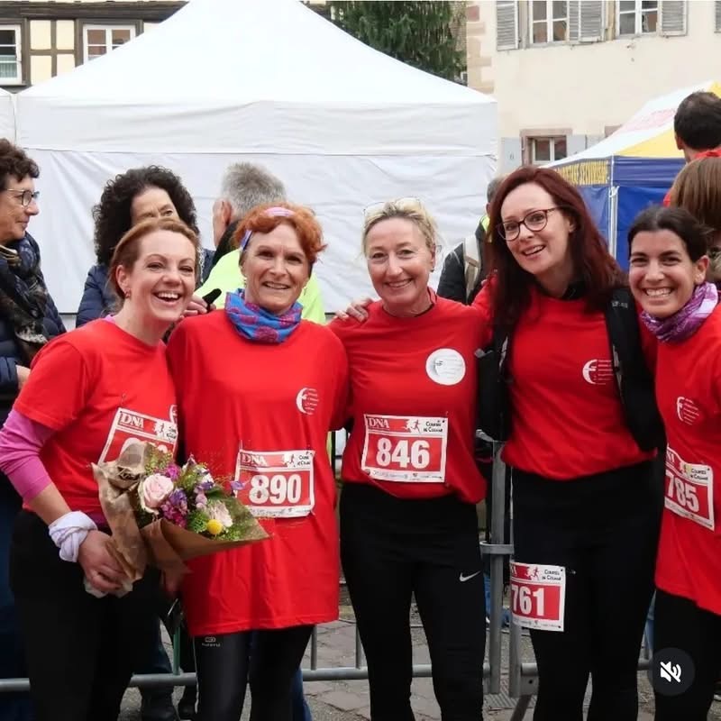 Jeanne, Sylvie Colin, Marie-Eve, une amie de Vision'ère et Aurélia à l'arrivée de la course des DNA de Colmar