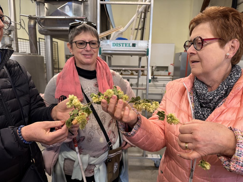 Anne-Lise et Anne-Marie découvrent du houblon séché